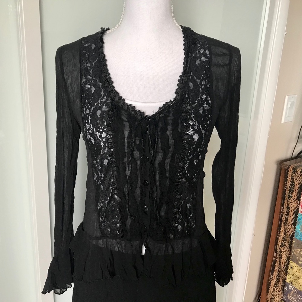 bv.blu Sheer Victorian Inspired Blouse
